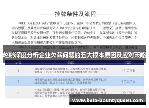 赵鹏深度分析企业欠薪问题的五大根本原因及应对策略