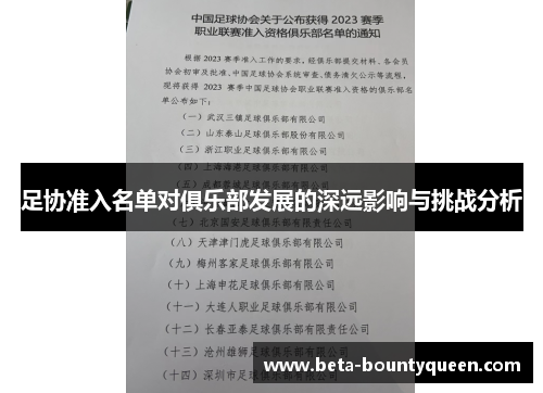 足协准入名单对俱乐部发展的深远影响与挑战分析